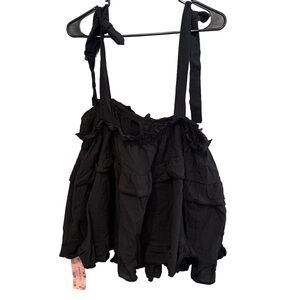 SHEIN Black Sleeveless Tank Flowy Baby Doll Tank Size 1XL NWT!